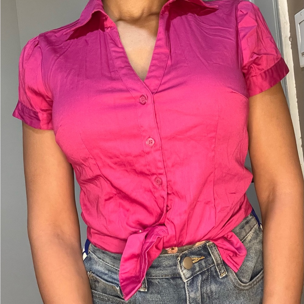 Pink Button-Up Women's Top - Picture 7 of 7